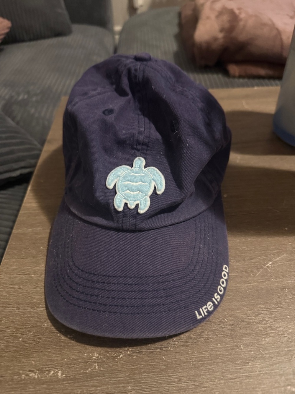 Life Is Good Navy Cap with Light Blue Turtle Patch